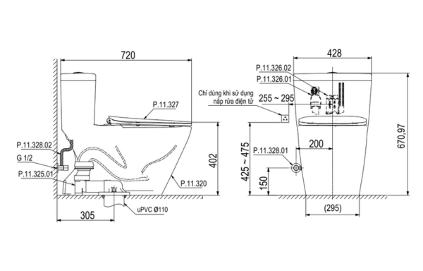 Bồn Cầu Liền Khối P.11.320 3 bồn cầu liền khối P.11.320