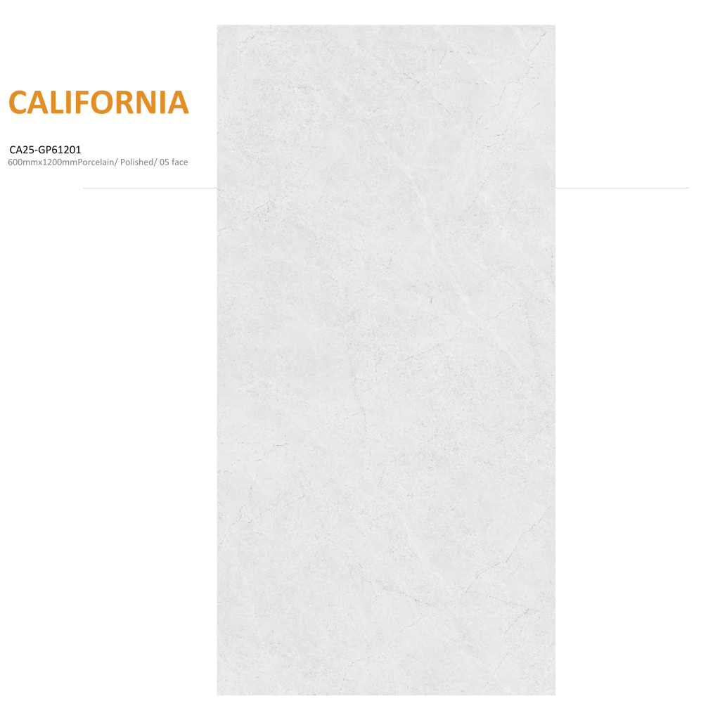 Gạch California CA25-GP61201 Porcelain Polished Tông Trắng Vân Đá
